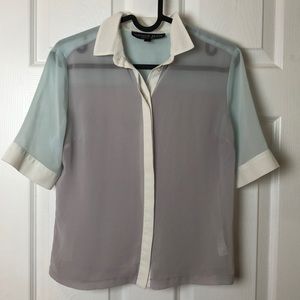 TOPSHOP transparent short sleeve button down shirt